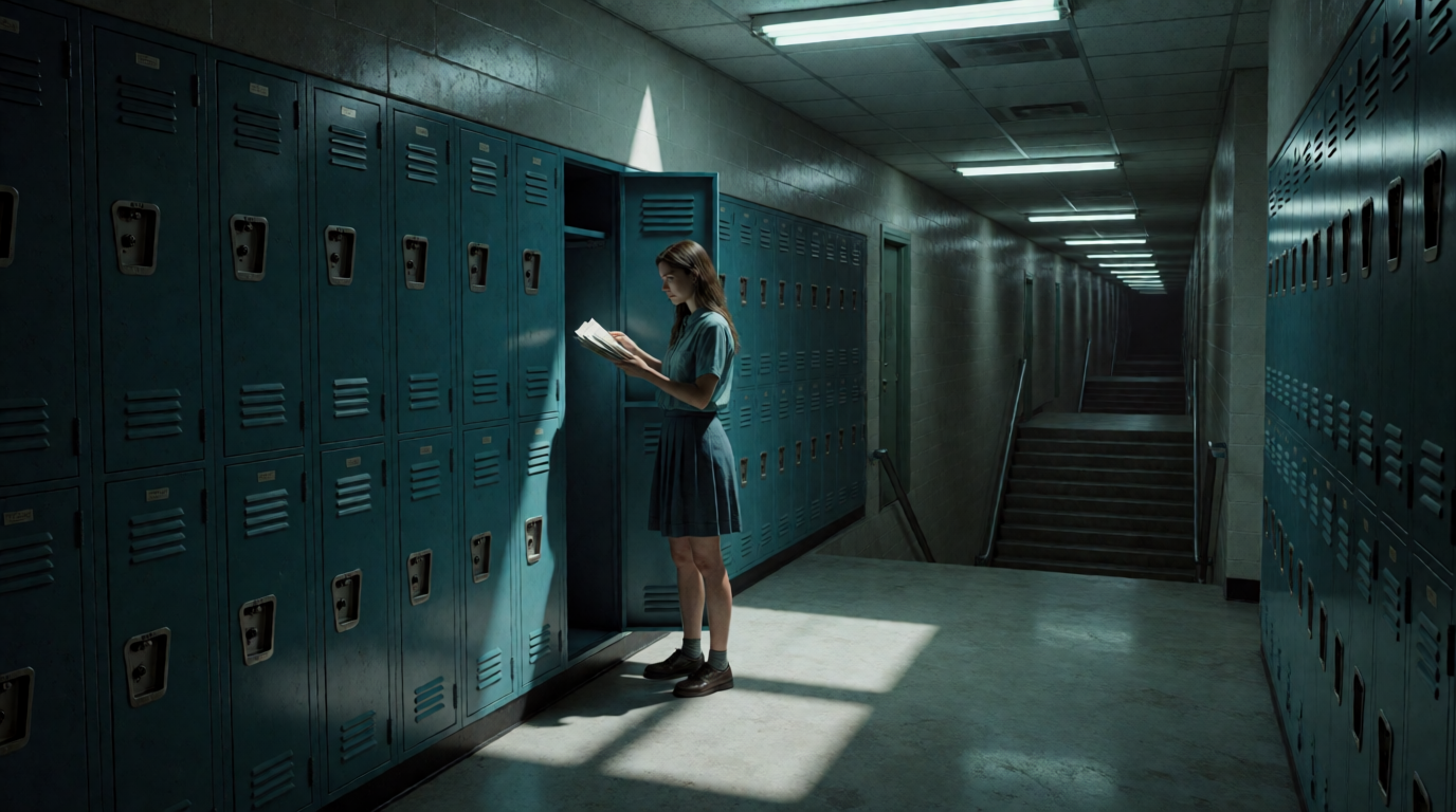 Teal Lockers and Endless Stairs in a Midnight School Dream