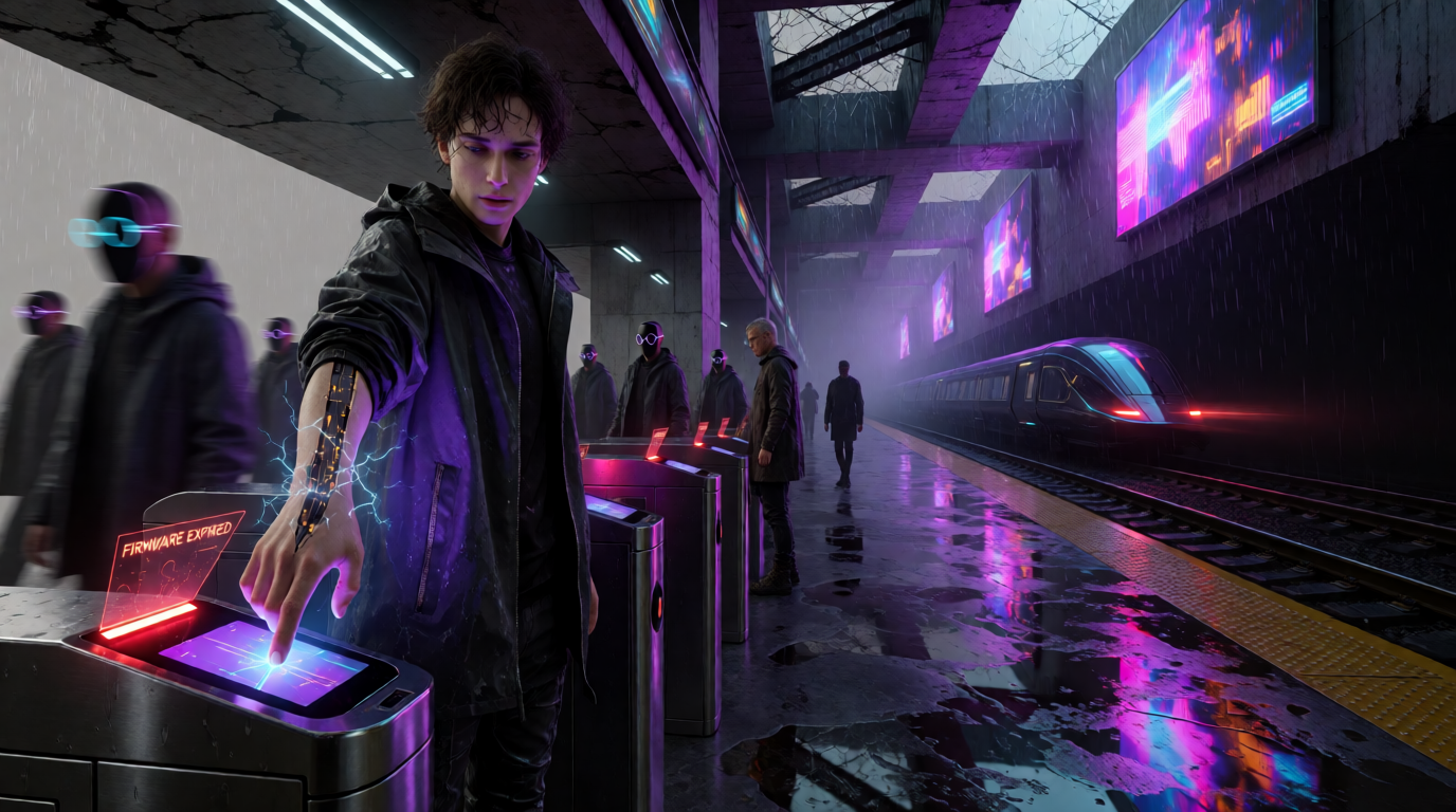 Sparking Wrist at the Rainy Train Station