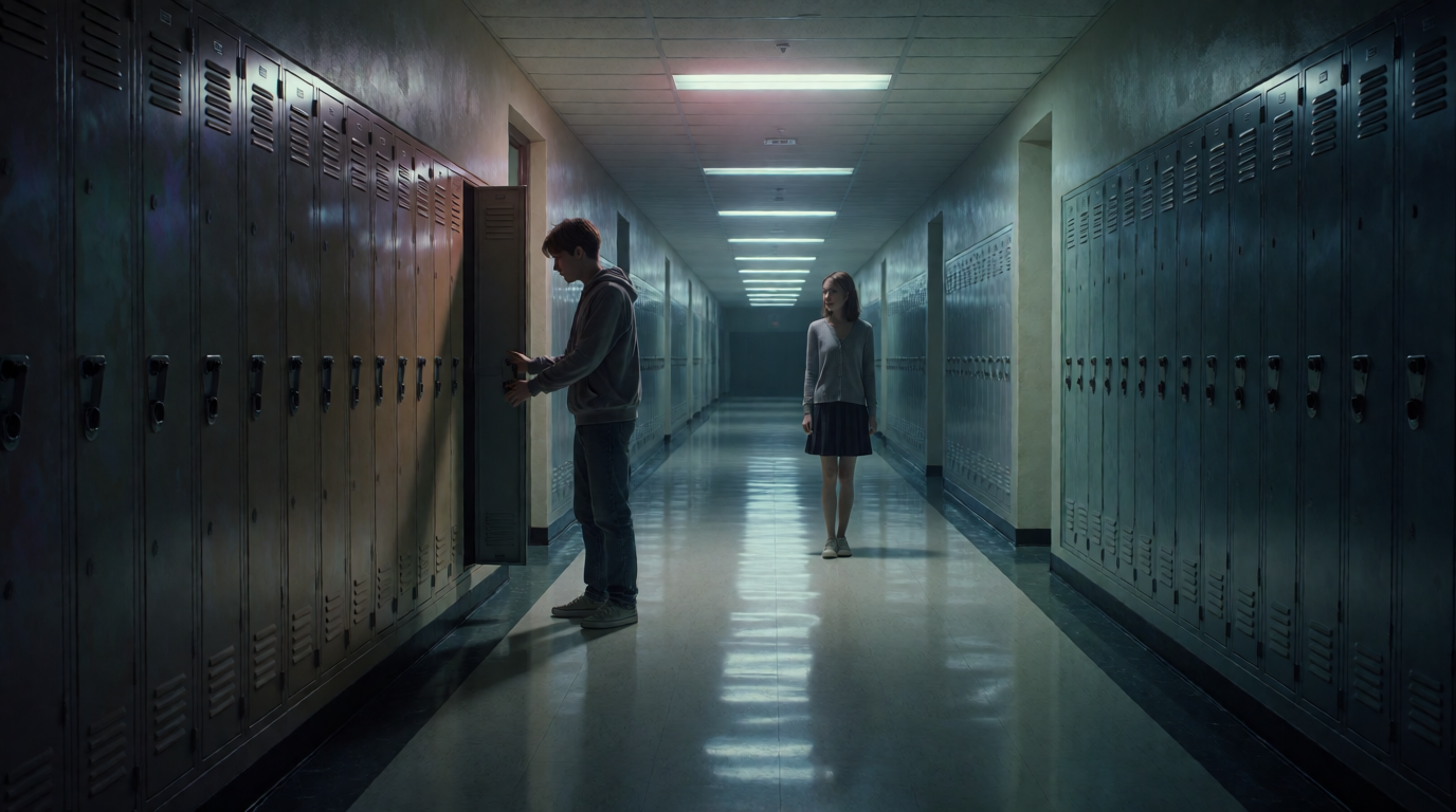 Lost in Old High School Hallway