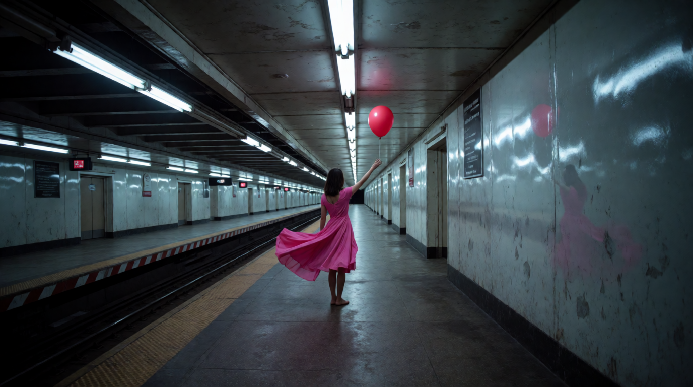 Endless Hallway, Pink Dress, and the Red Balloon Chase