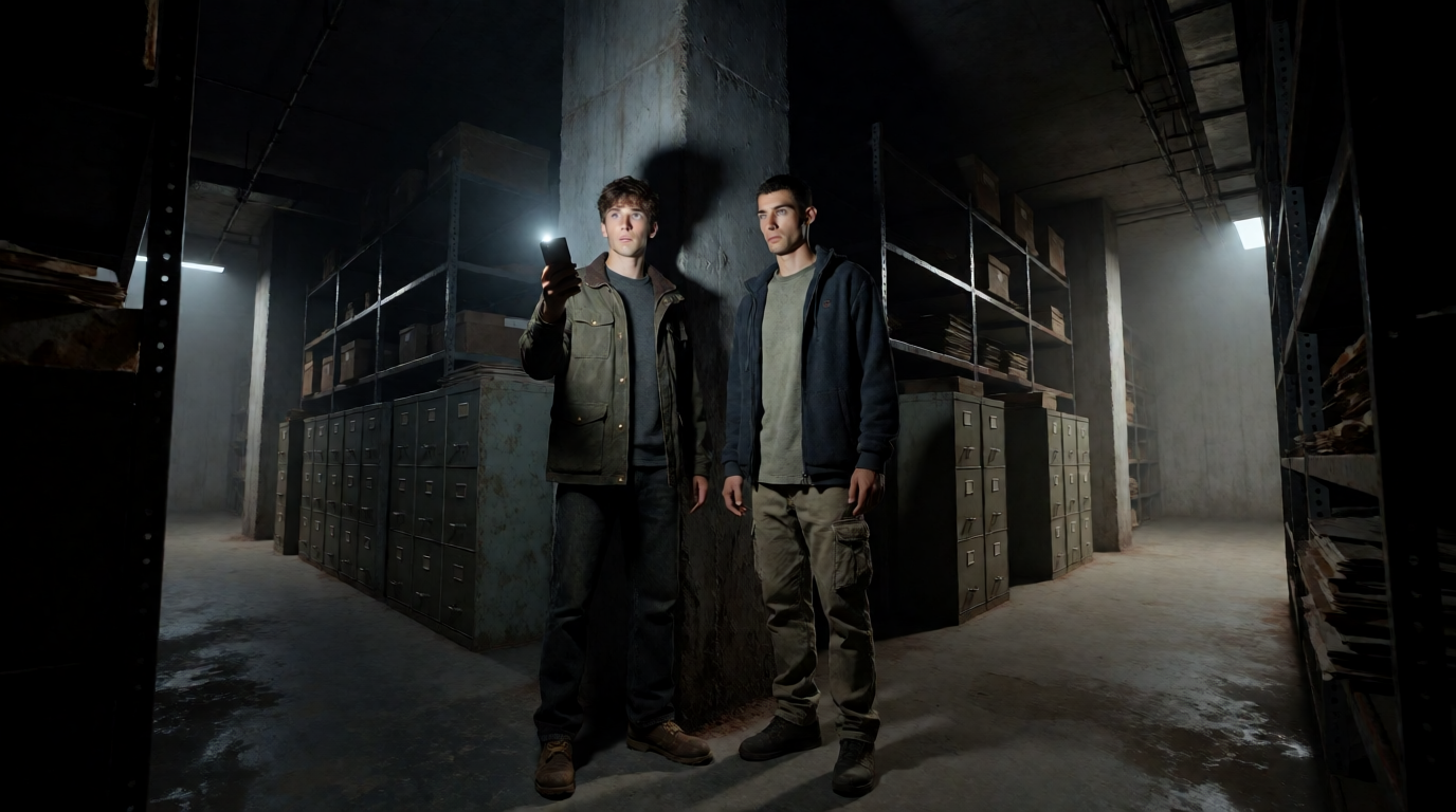 Lost in the Library Basement Beneath the Town