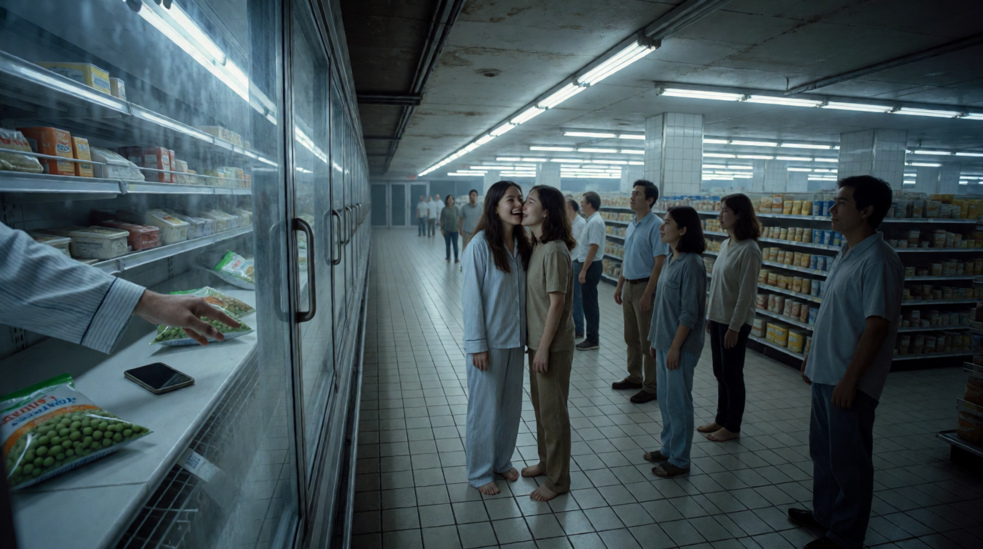 Pajama Sprint Through a Grocery Subway