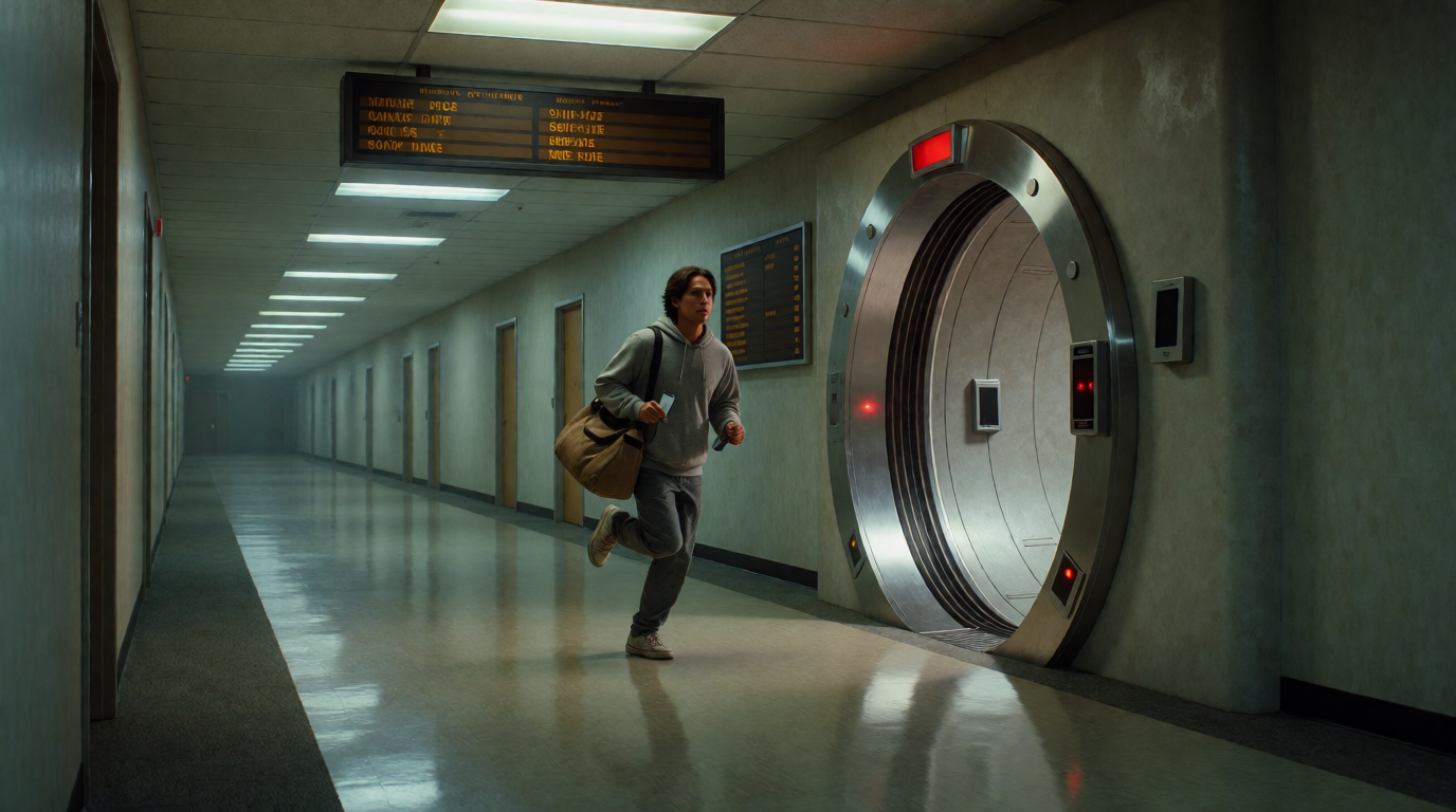 Rushing Through the Station Toward the Airlock